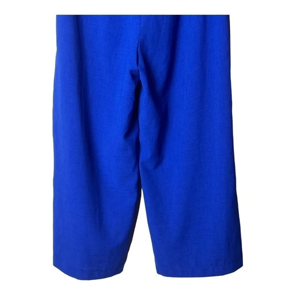 1381. L’ATISTE BY AMY HIGH WAIST WIDE LEG PANTS BRIGHT ROYAL BLUE IN COLOR SMALL - Picture 9 of 9